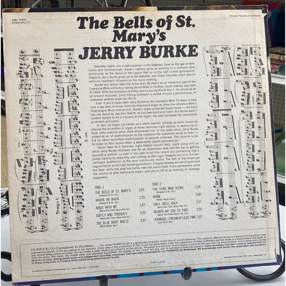 Jerry Burke "The Bells Of St. Marys" Vinyl Record SPC-3121 Stereo Pickwick - Picture 2 of 5